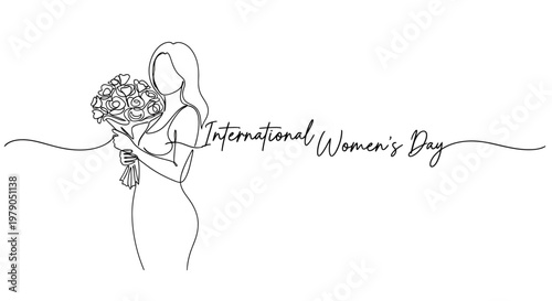Elegant Line Art Celebrating International Women's Day Highlighting Femininity and Appreciation