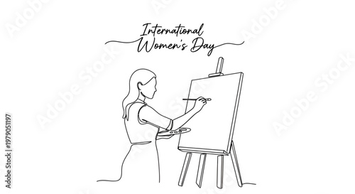 Celebrating International Women's Day with a Female Artist Painting on Canvas