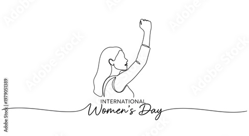 Celebrating women's strength and empowerment through an elegant line art illustration for International Women's Day