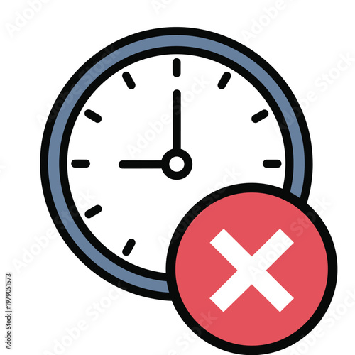 A clock with a red cross symbol indicating a time limit or deadline.