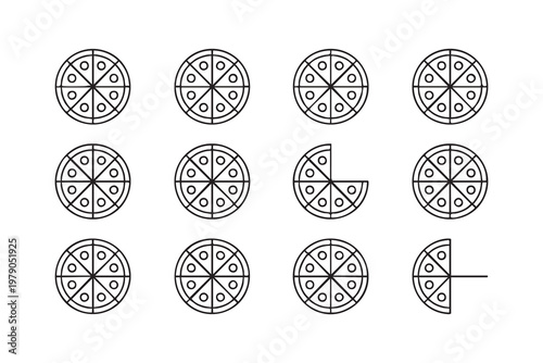 Italian Pizza Icons Set for Restaurant and Cafe Branding