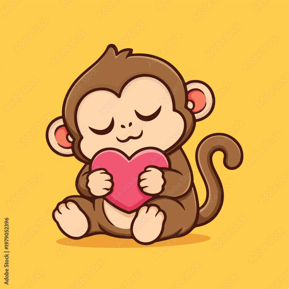 Obraz premium Monkey with heart of love
