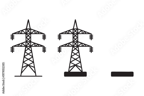 Electric Grid Transmission Tower Symbols for Energy Distribution Concepts