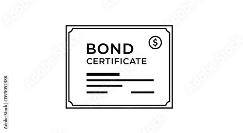 Bond Certificate Icon, Financial Investment Document, Debt Security Symbol