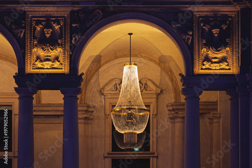 night shot of the downtown of Milan during the Christmas season, Milan, Italy