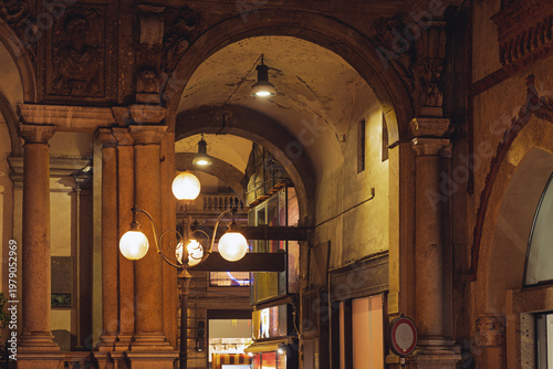 night shot of the downtown of Milan during the Christmas season, Milan, Italy