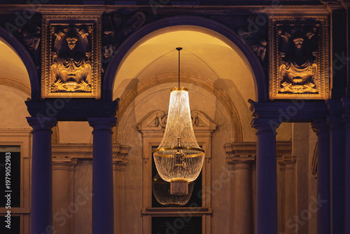 night shot of the downtown of Milan during the Christmas season, Milan, Italy