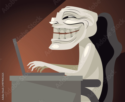 troll face meme using a computer