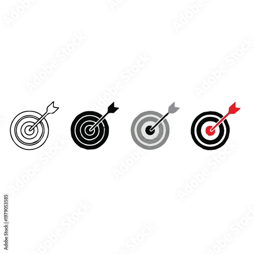 Four bullseye targets with arrows hitting or missing the mark