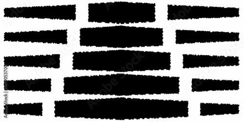 Abstract arrangement of black rectangular shapes on a white background