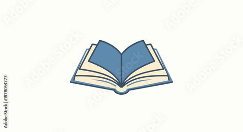 An open book with blue pages.