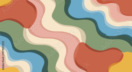 Colorful, wavy abstract background with layered organic shapes and gentle hues