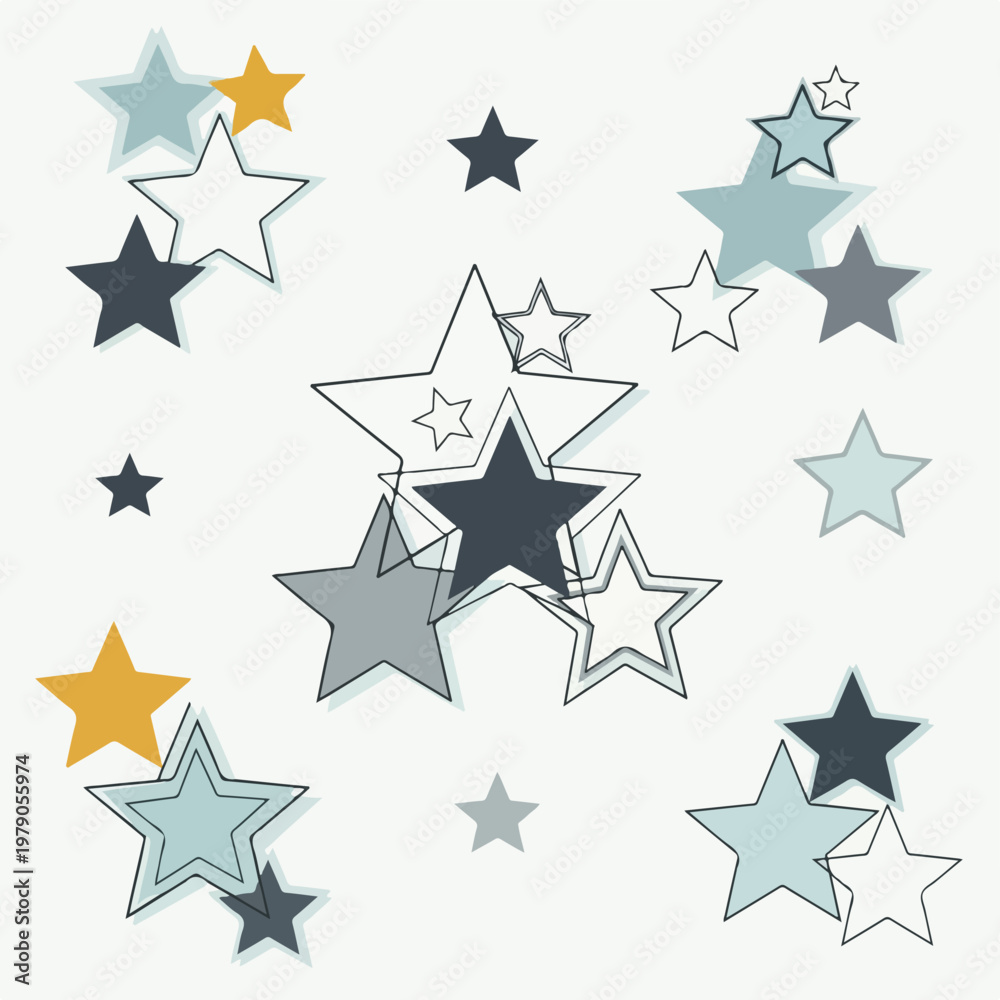 Obraz premium A whimsical arrangement of colorful stars on a white background