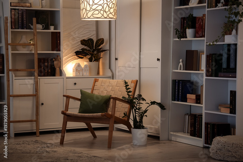 Interior of library with bo...