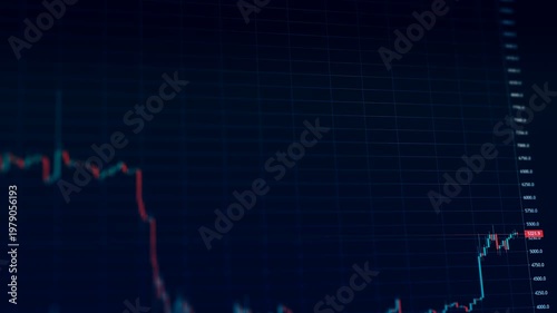 Financial stock market chart and candlestick data trends with investment analytics for trading and portfolio management.