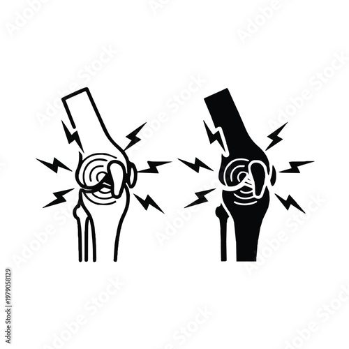 Knee pain comparison with lightning bolts around joints