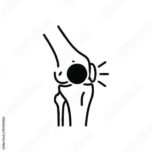 Painful knee joint with inflamed area highlighted