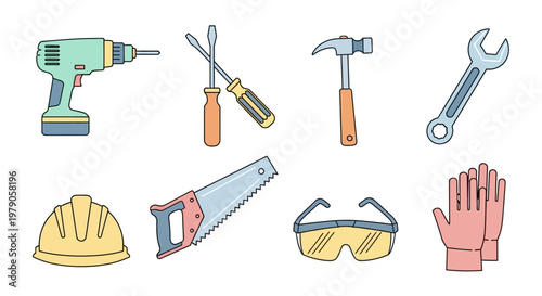 Construction tools and safety equipment.