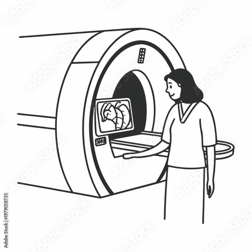 Medical Professional Operating Advanced Imaging Machine.