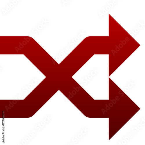 Red shuffle icon for random track play and mix playlist arrow