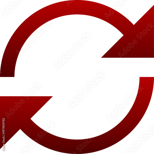 Red circle loop icon for replay repeat cycle and continuous rotation