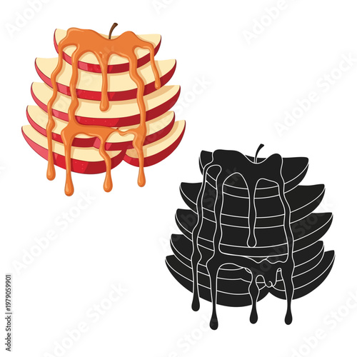 Caramelized honey drizzled on pancakes.