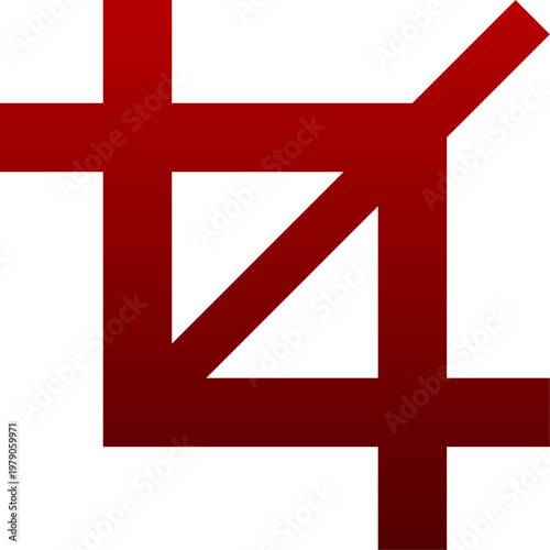 Red crop tool icon for photo edit image resize and design software