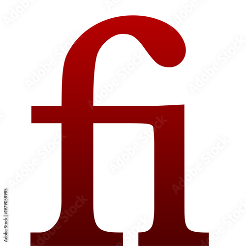 Red ligature icon for typography font text and design software