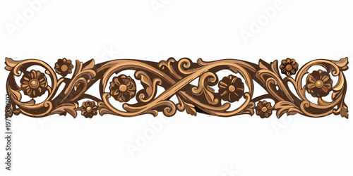 Ornate floral and leafy pattern a symmetrical decorative design element