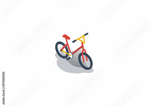 Isometric illustration of a red bmx bicycle with black tires
