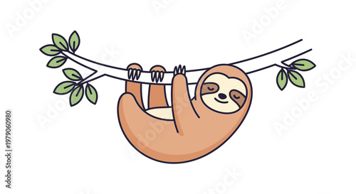 Sloth hanging from a branch tree.
