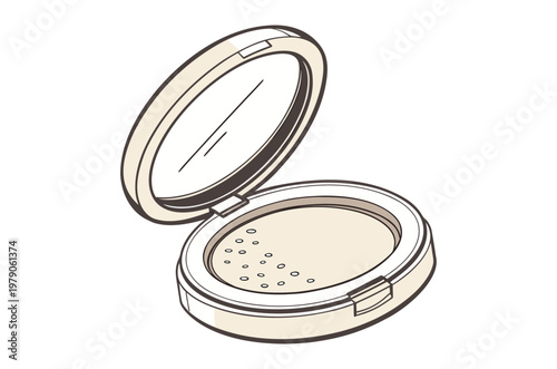 An open compact of face powder with a sponge applicator inside