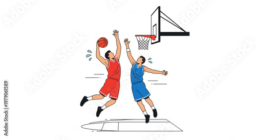 Energetic Players Competing for Victory in Modern Flat Design Art