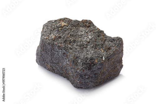 Tableau sur toile A piece of magnetite ore on white background