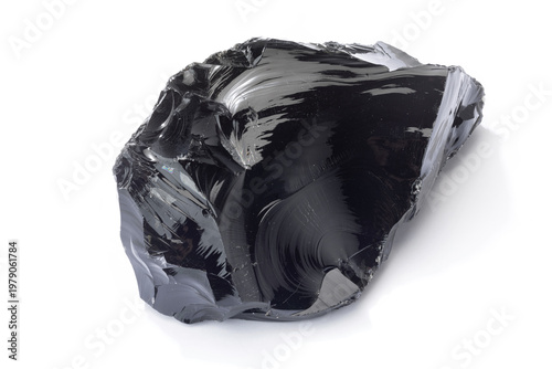 A piece of obsidian on white background