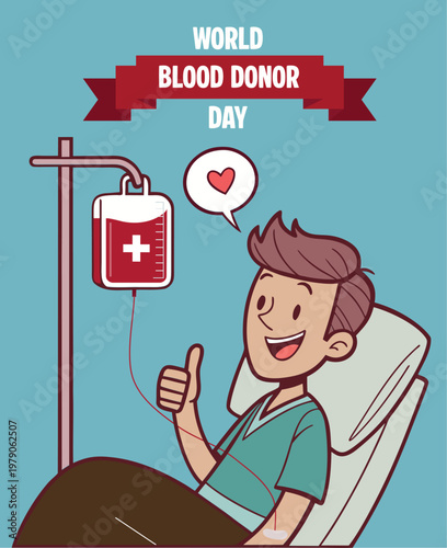 In a hospital a cute man donates blood