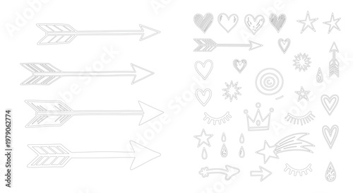 Urban graffiti vector arrows and decorative icons set with spray paint drips and stencil texture