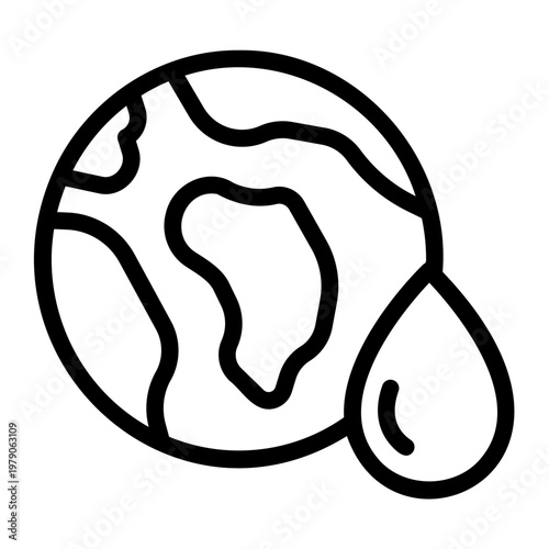 Earth water drop Line Icon