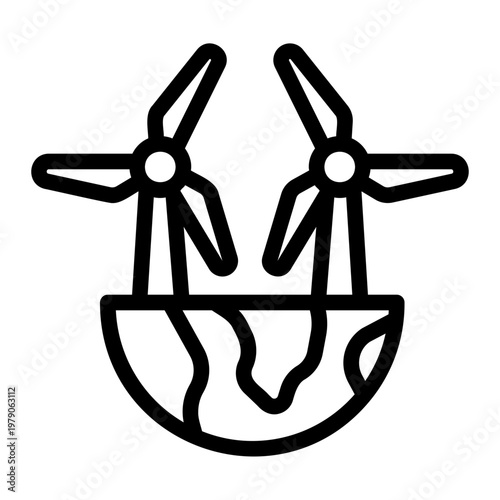 Earth wind turbines Line Icon