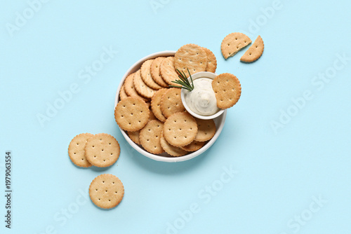 Plate with tasty crackers, ...