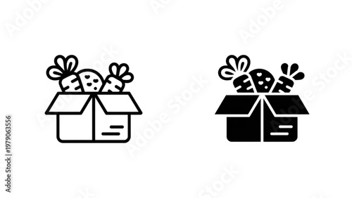 Two open boxes containing floral arrangements with gift ribbons Vector