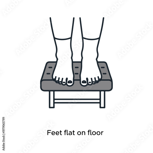 Illustration of two feet standing flat on a small gray platform