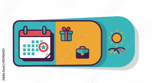 calendar with gift and briefcase icons.