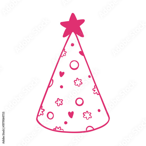 Party hat birthday line icon