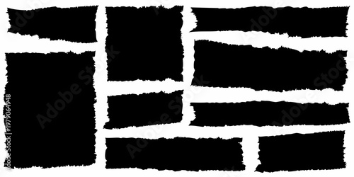 Collection of irregularly shaped black rectangles on a white background