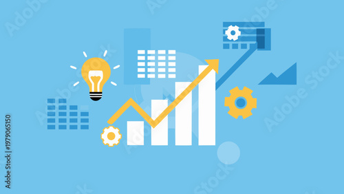 Innovation and growth concept with a lightbulb and rising graph