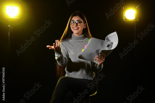 Young actress with film scr...