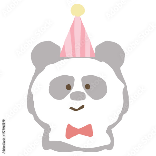 ふわふわパステルバースデー｜おめかししたパンダのアイコン パーティー帽子 幼稚園・保育園向けイラスト