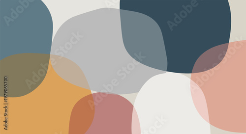 Abstract digital art with overlapping, muted colored shapes