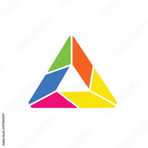 Free Download Colorful triangular shapes forming a triangle on white - GFXLoad